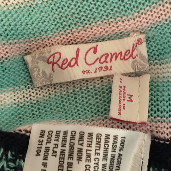 Red Camel Multicolor Long Sleeve Sweater Women's Sz M Southwest Cardigan Open - Picture 2 of 6